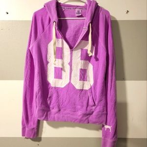 Victoria Secret Pink Brand deep V neck print purple hoodie size L